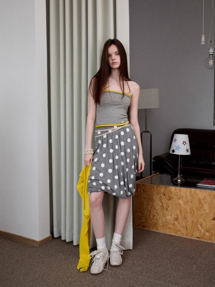 Polka Dot Knot Midi Skirt