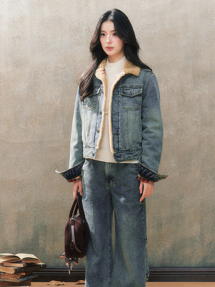 Blue Fleece-Lined Denim Jacket - CHINASQUAD