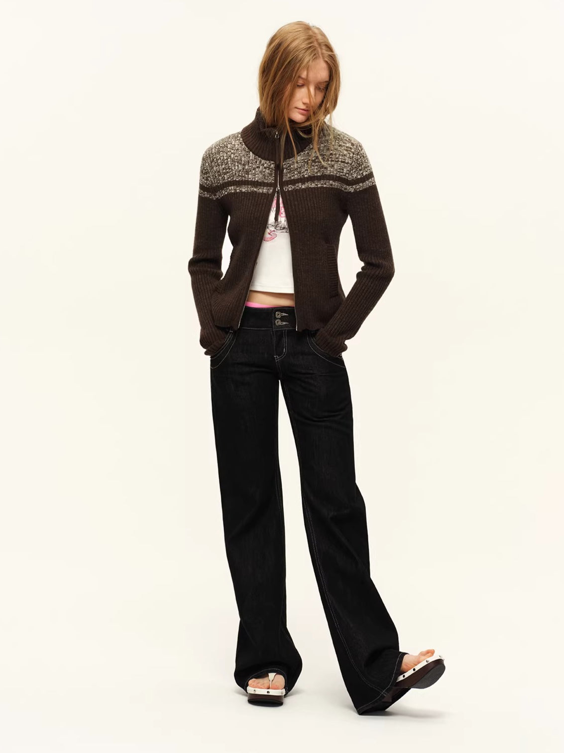 Denim Ultra-Low Rise Straight Jeans