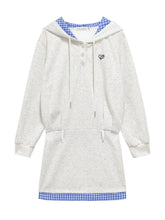 Plaid Splicing Embroidery Hooded Dress - CHINASQUAD