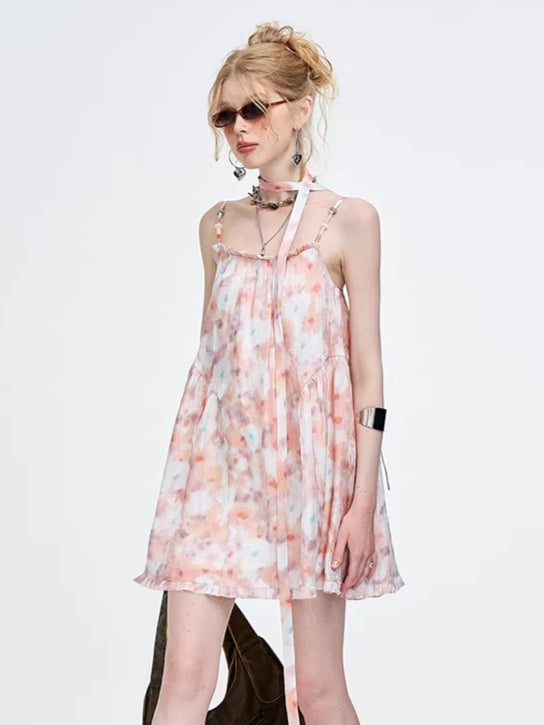 Pink Floral A-Line Camisole Dress