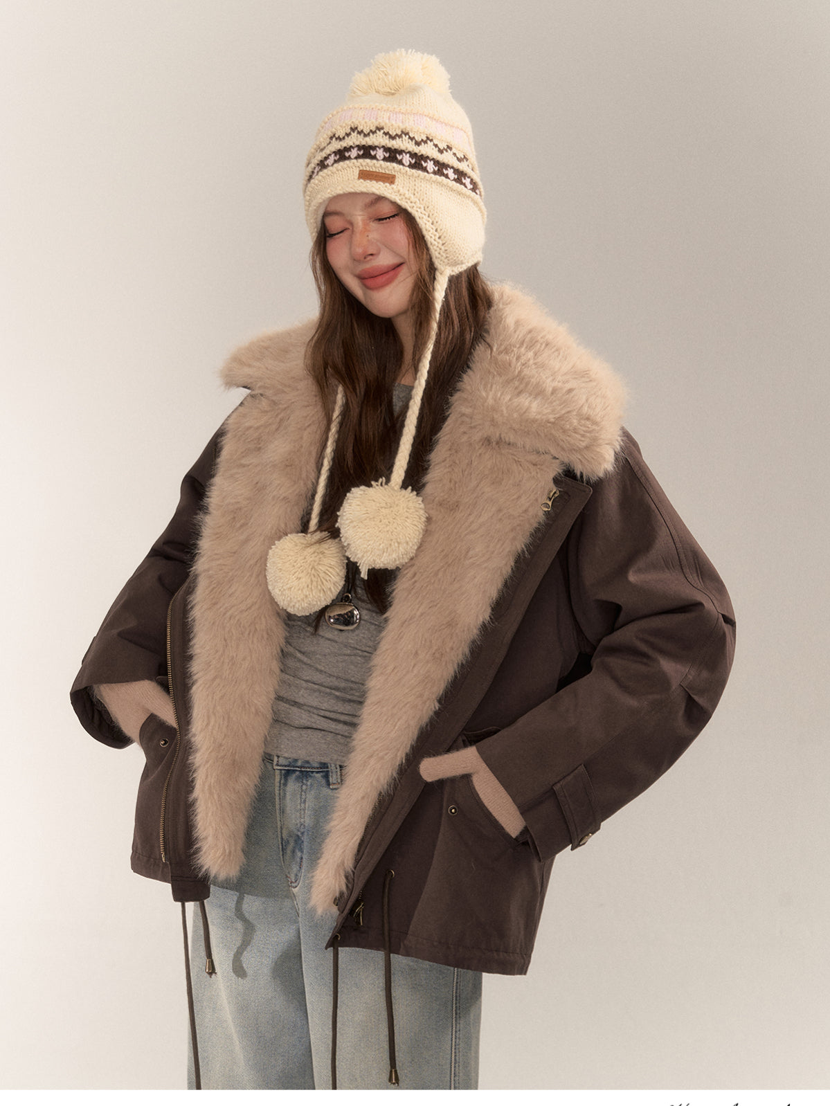 Detachable Fur Collar Parka Coat - CHINASQUAD