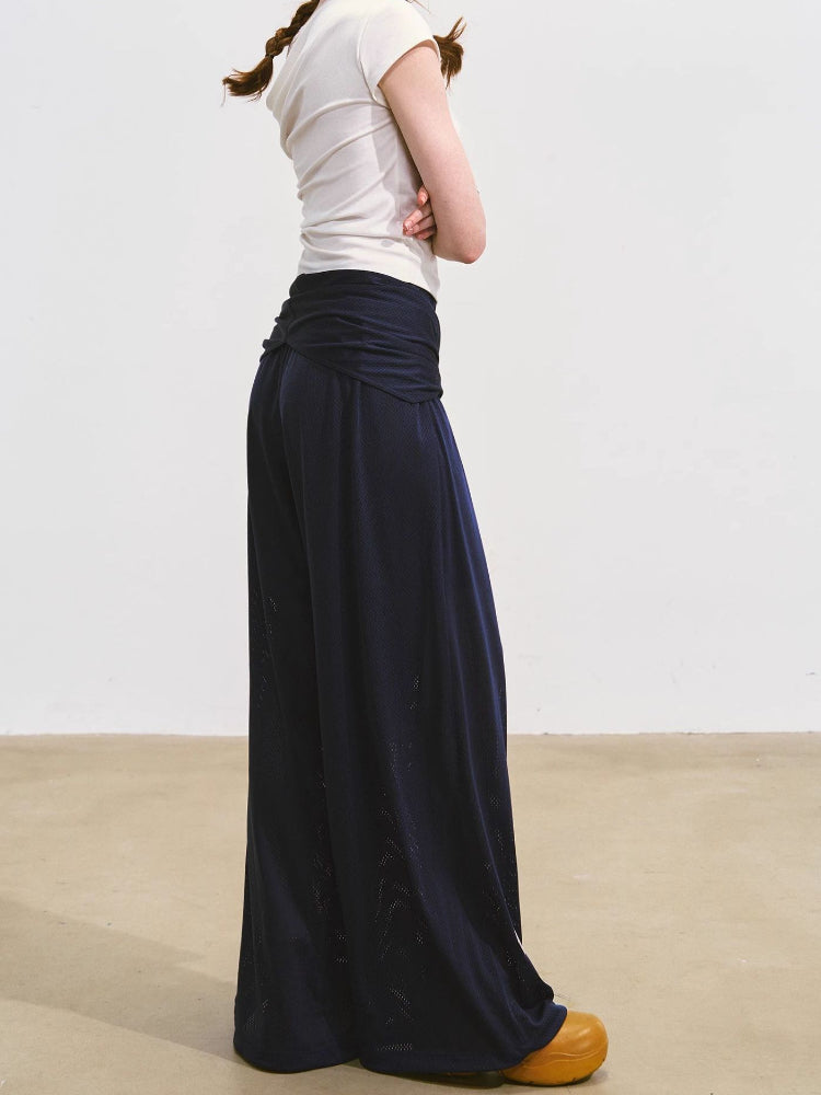 Tie-Waist Flowy Linen Wide-Leg Pants - CHINASQUAD