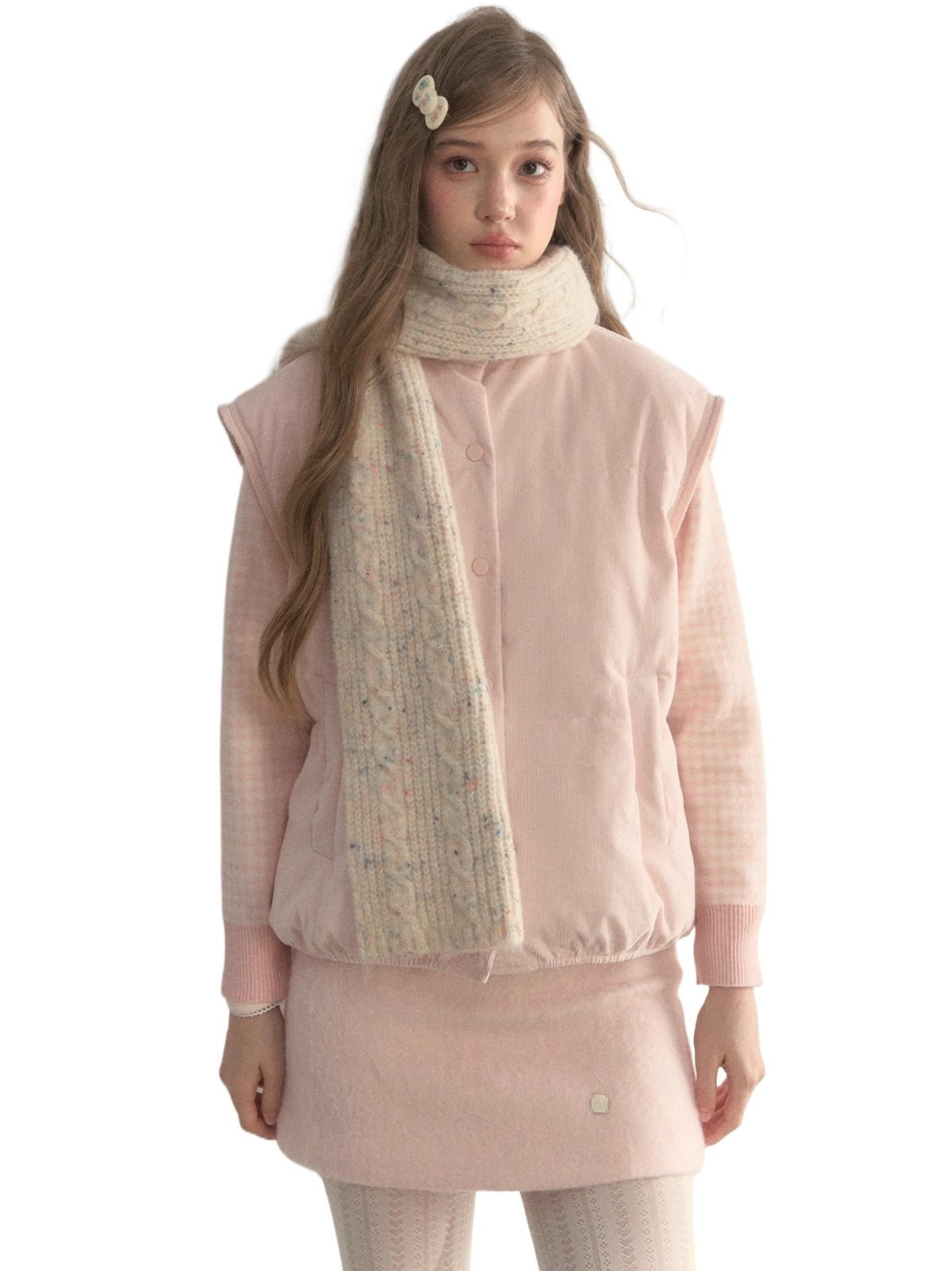 Twist-Knit Speckled Vintage Long Warm Style Wool Scarf