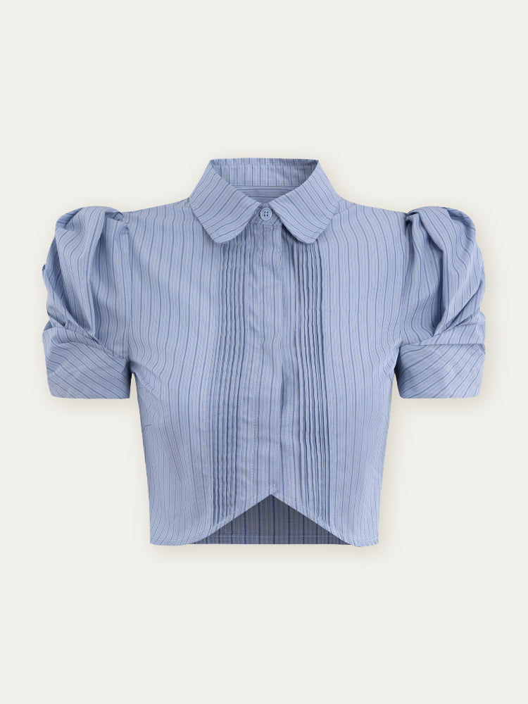 Puff Sleeve Striped Shirt - CHINASQUAD