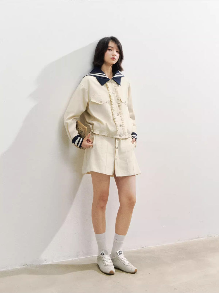 Naval Collar Vintage Stylish Jackets