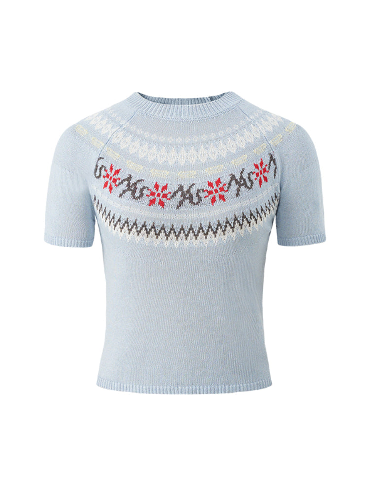 Fair Isle Jacquard Knit T-shirt - CHINASQUAD