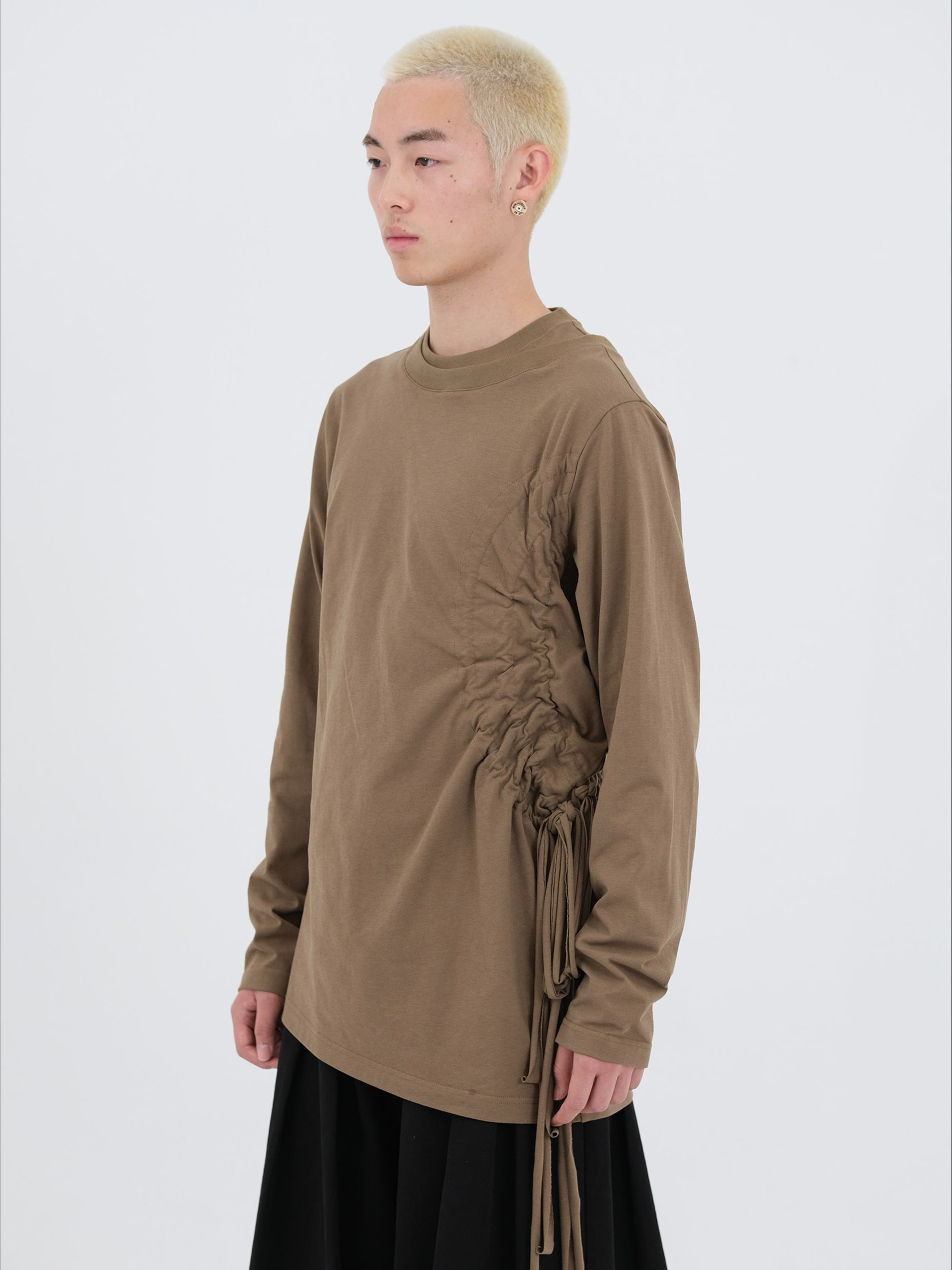 Ochre & Light Brown Drawstring Long-Sleeve T-Shirt - CHINASQUAD