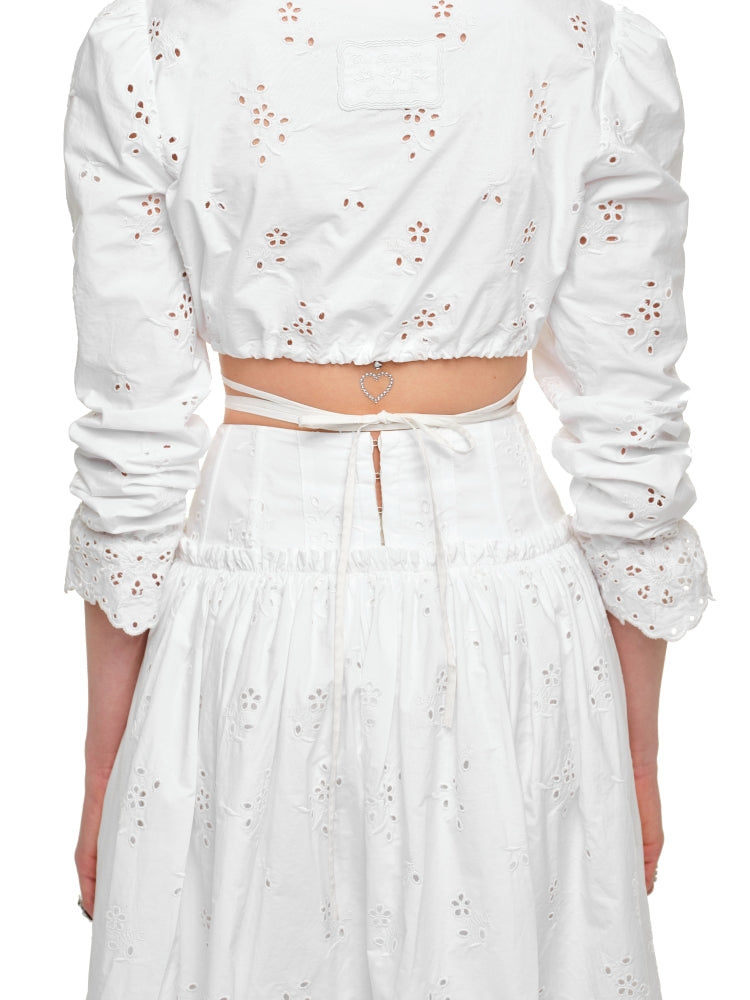 White Dual-Waist A-Line Skirt  - CHINASQUAD