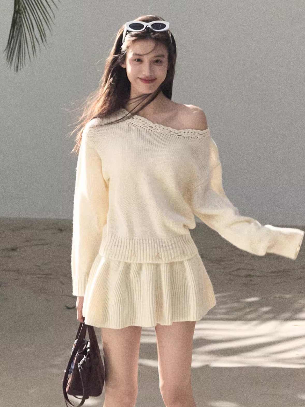 Off-Shoulder Long-Sleeve Mini Dress
