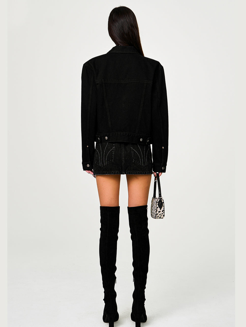 Classic Cross Angled Denim Skirt - CHINASQUAD