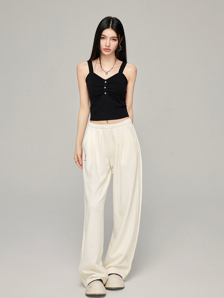 Star Print Slimming Wide Shoulder Strap Knit Vest - CHINASQUAD
