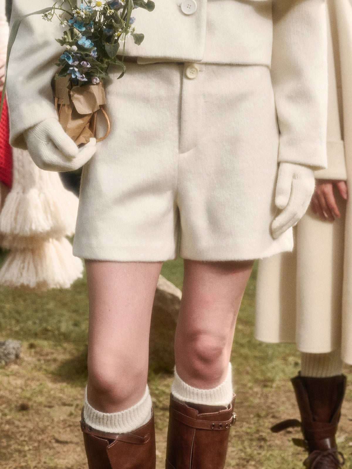 Sunday Wool Blend Cape Jacket & Shorts Set
