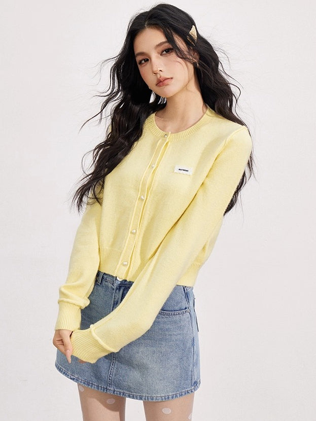 Rolled-Edge Knit Cardigan