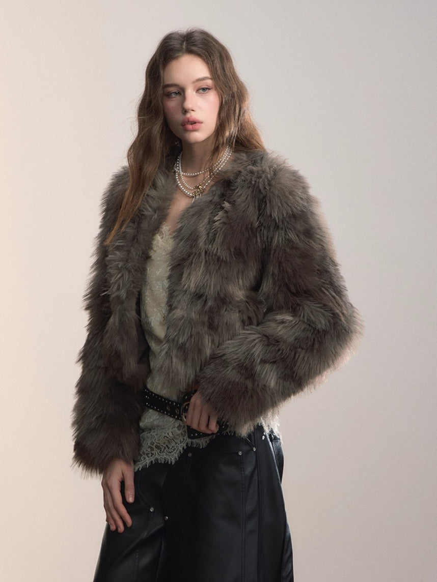 Faux Fur Short Jacket - CHINASQUAD