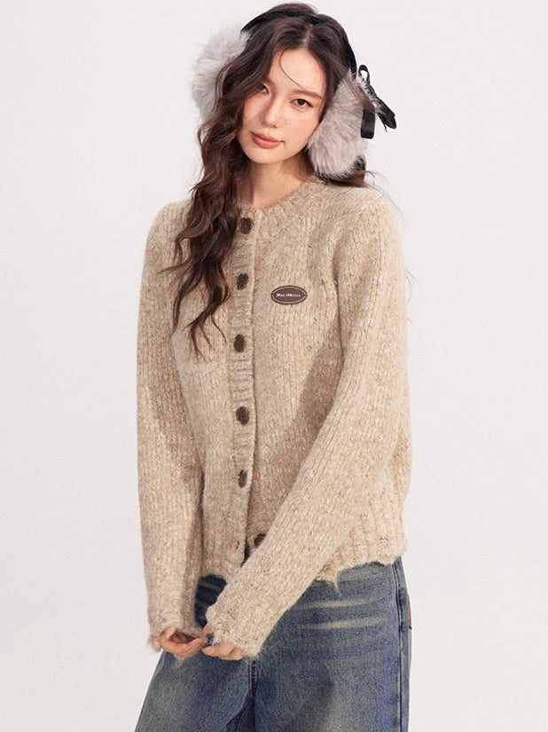 Chunky-Knit Wool-Blend Winter Cardigan