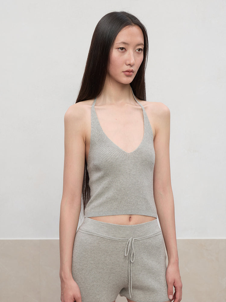 V-Neck Halter Layering Knit Vest - CHINASQUAD