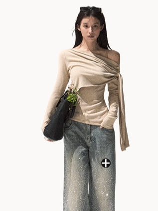 Draped Wrap-Neck Slim-Fit Knit Base Layer