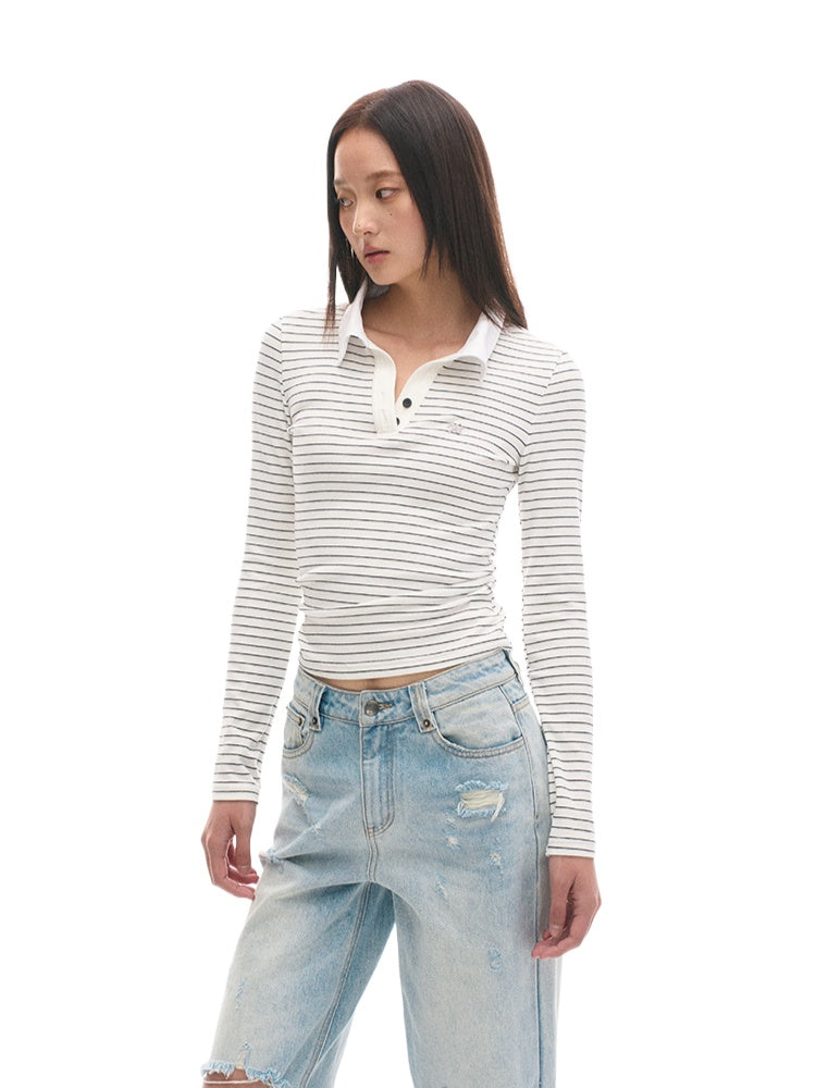 Vintage Slim Fit Black & White Striped T-shirt - CHINASQUAD