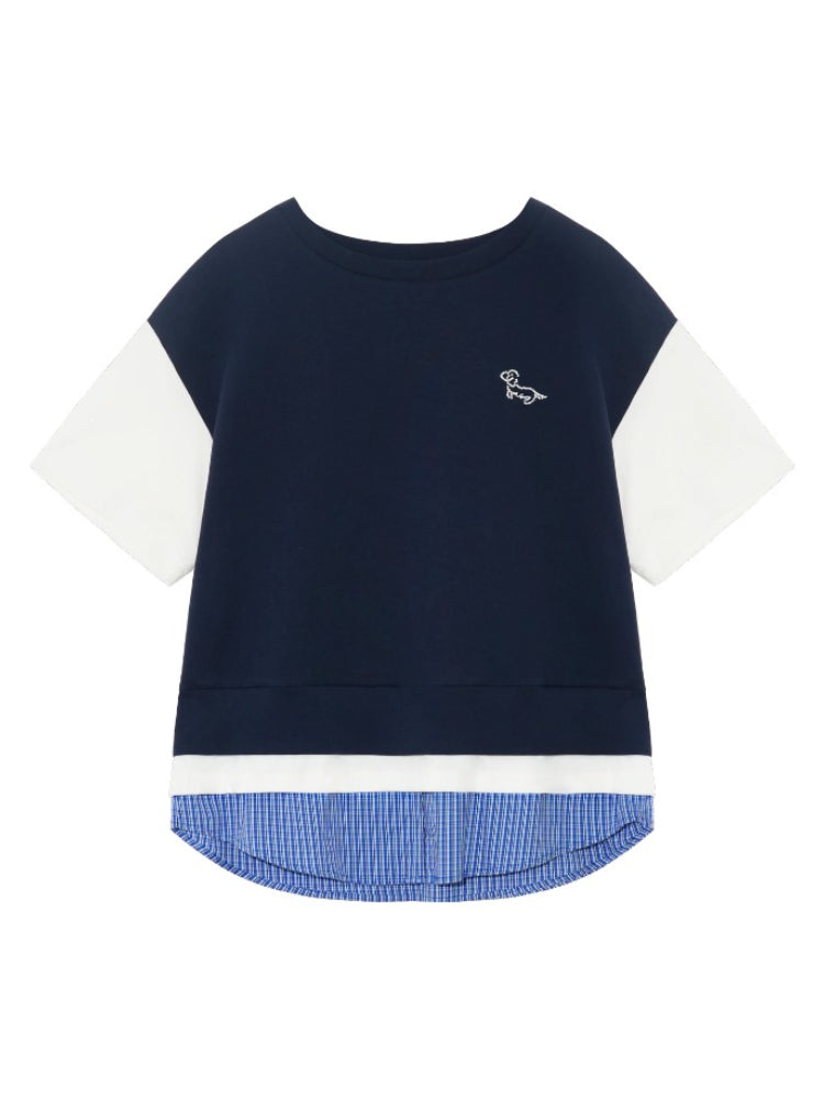 Fake 3-Piece Plaid Short-Sleeve T-shirt & Skirt Set - CHINASQUAD