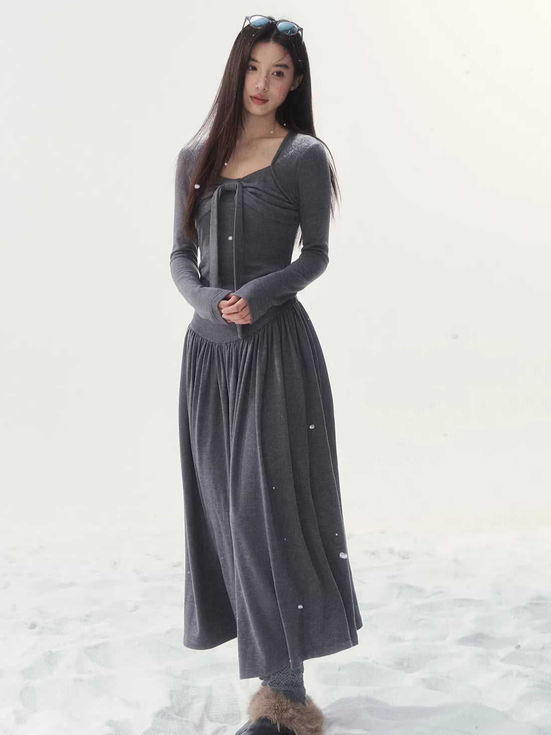 Vintage Waist-Cinched Knit Dress