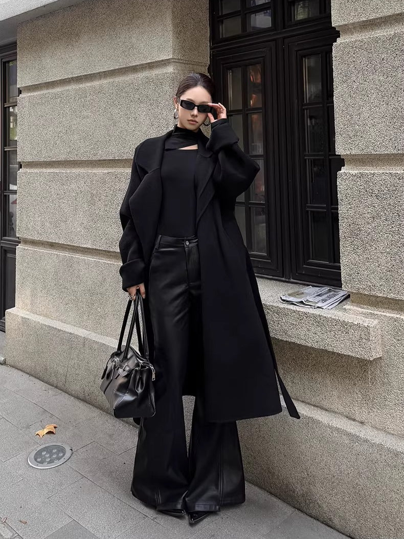 Textured Faux Leather Flared Pants