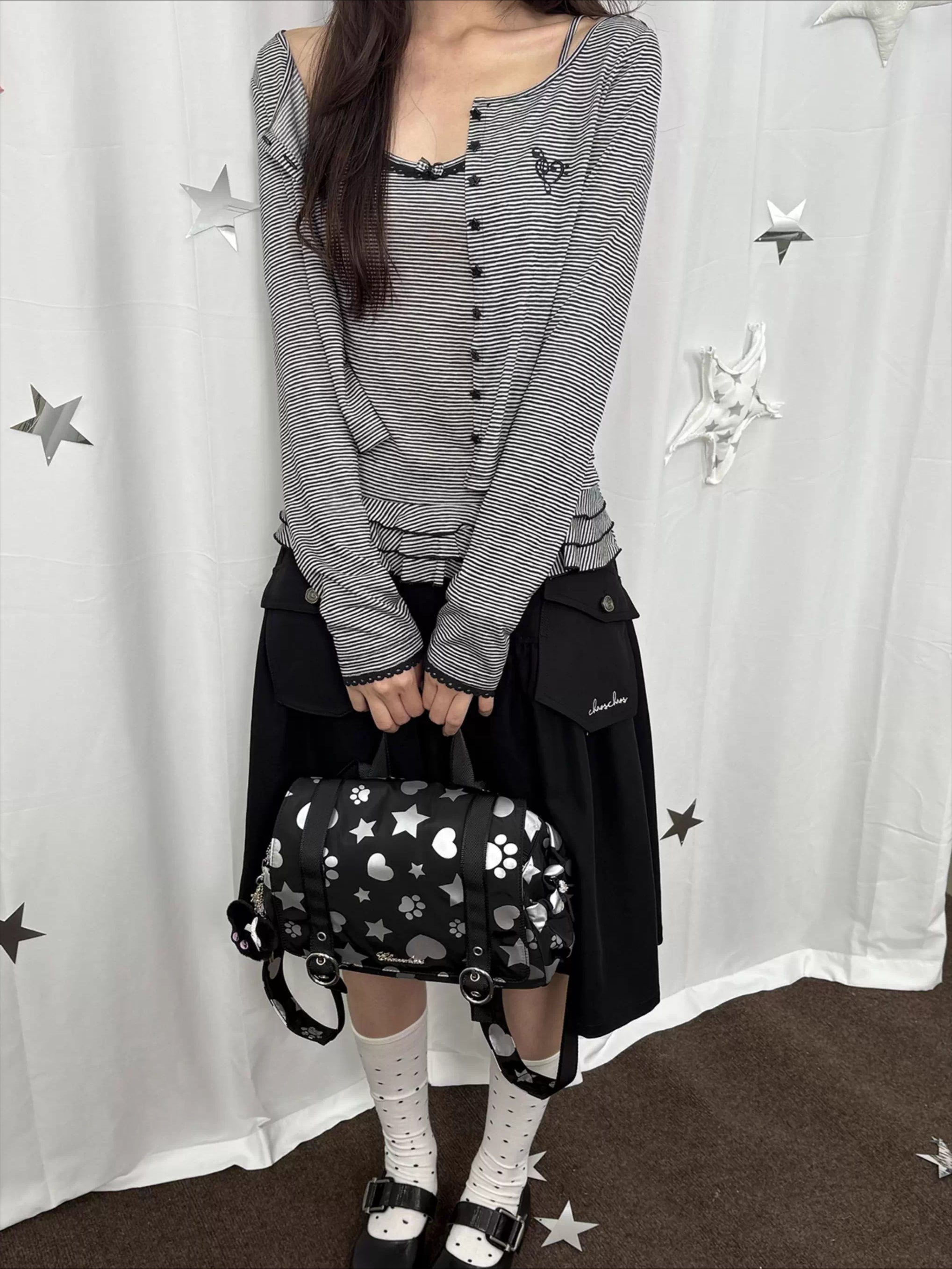 Silver-Stamped Matte Square Backpack