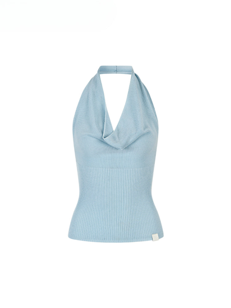 Heavy-duty Knitted Draped Neck Tank Top Set - CHINASQUAD