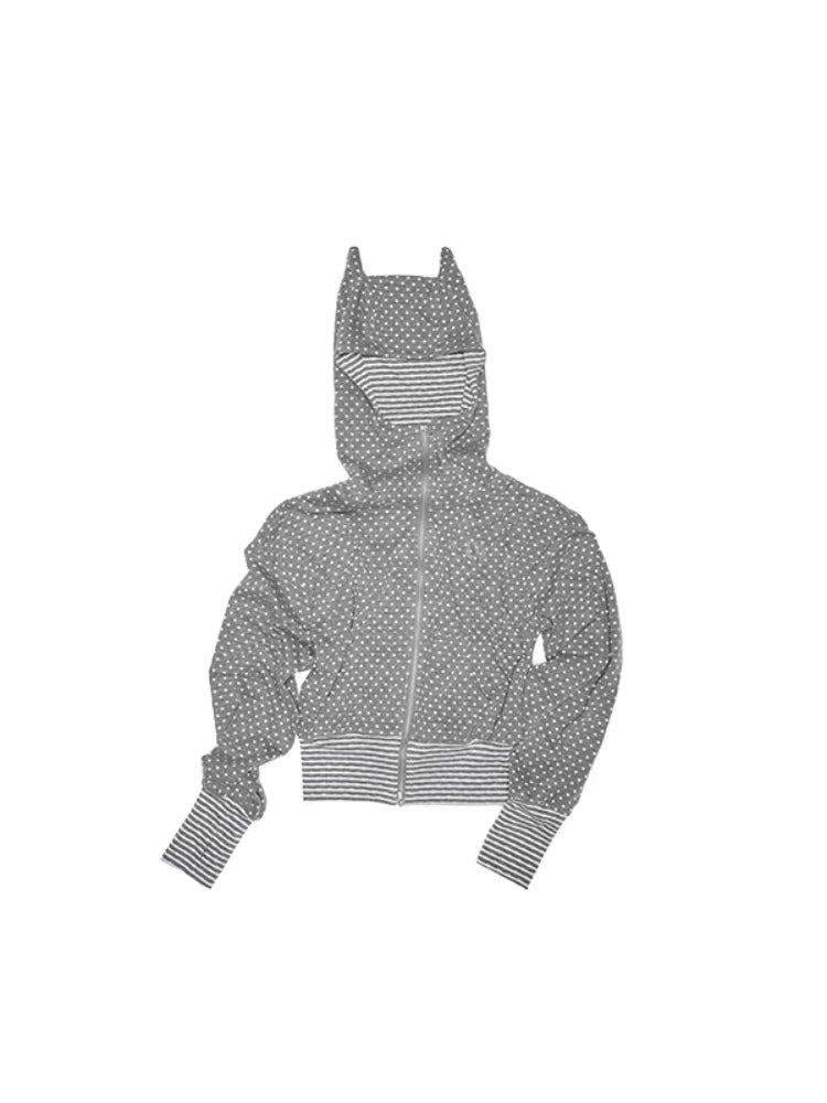 Double-Slider Small Polka Dot Devil Horn Hoodie - CHINASQUAD