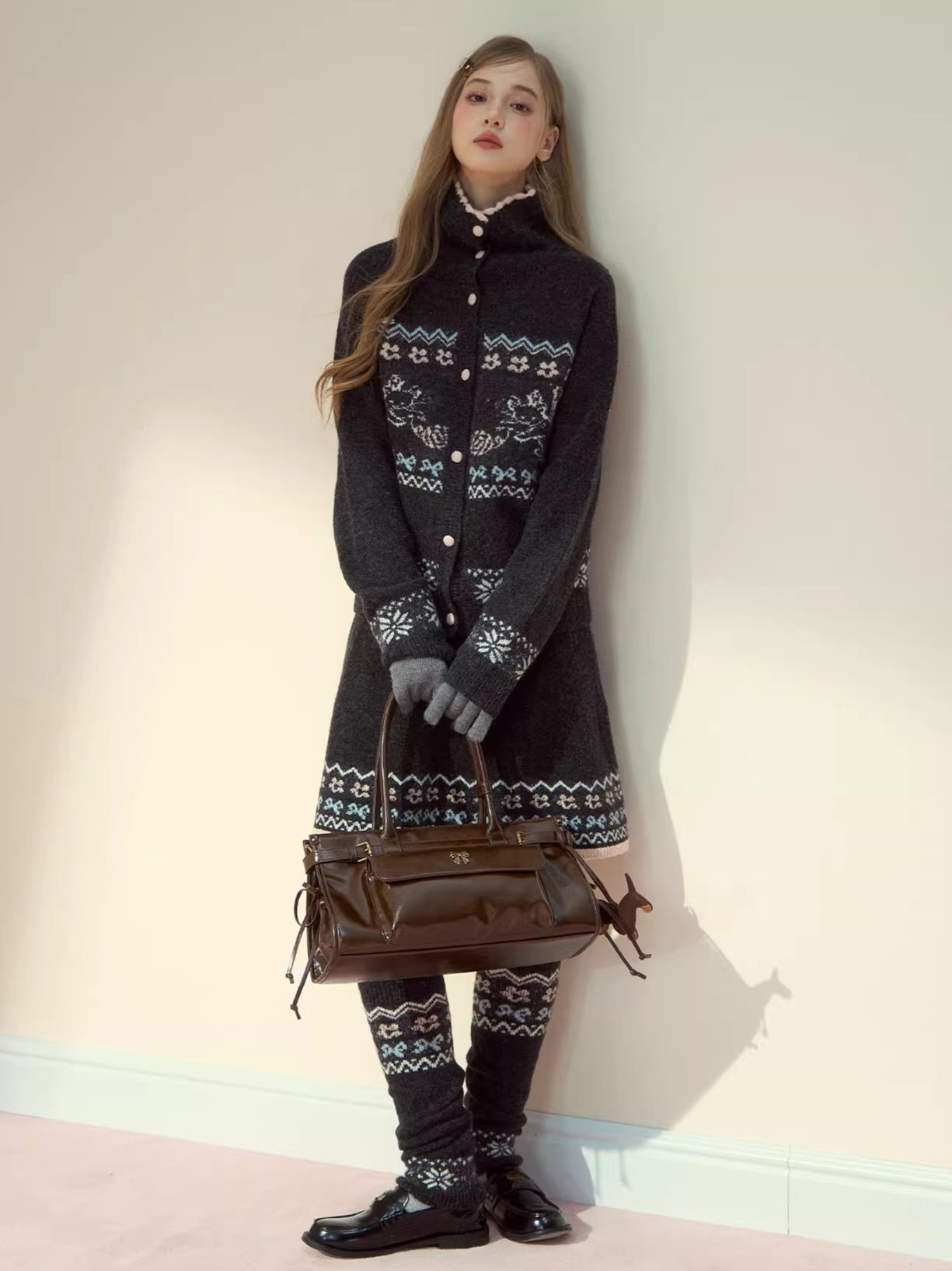 Fair Isle Cat Motif Knit Set - CHINASQUAD