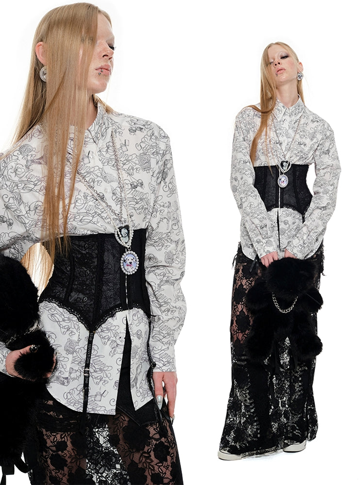 Black & White Tattoo Print Shirt - CHINASQUAD