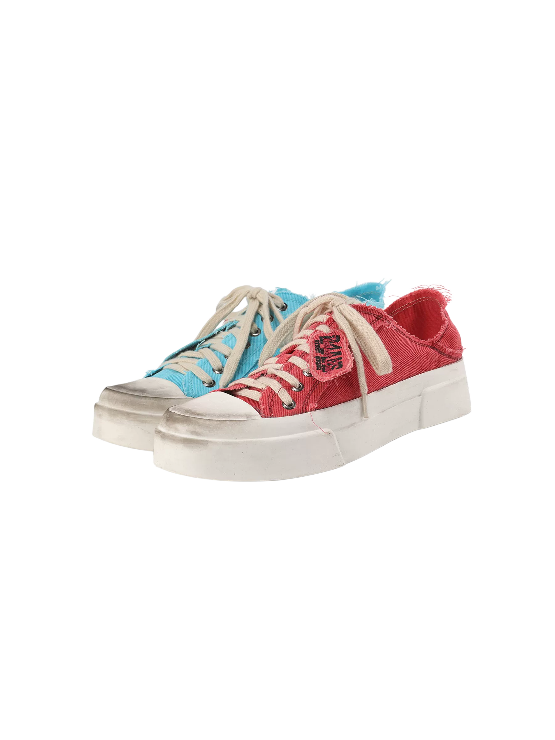 Distressed Platform Backless Canvas Sneakers