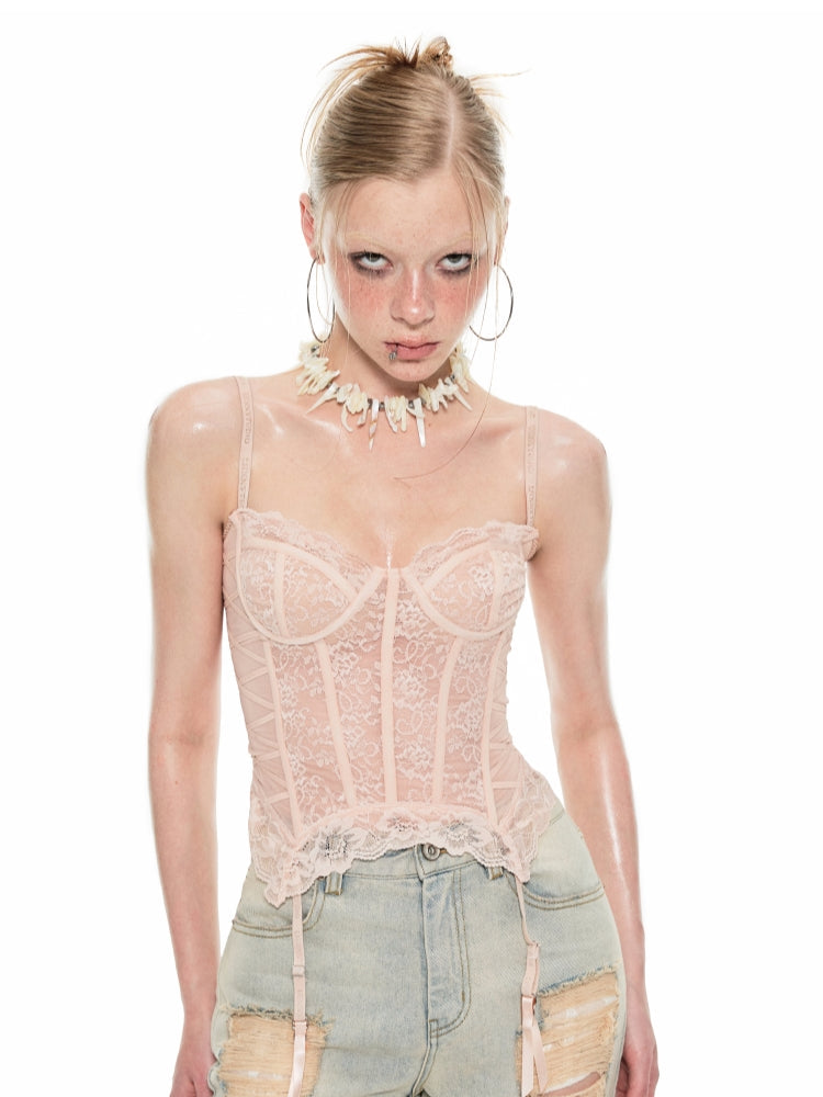 Lace Chevron Tank Top - CHINASQUAD