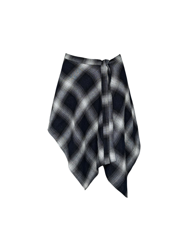 Vintage Color Block Plaid Skirt