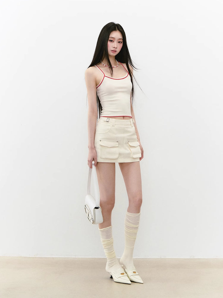 Rhinestone Knit Color-Block Sling Vest - CHINASQUAD