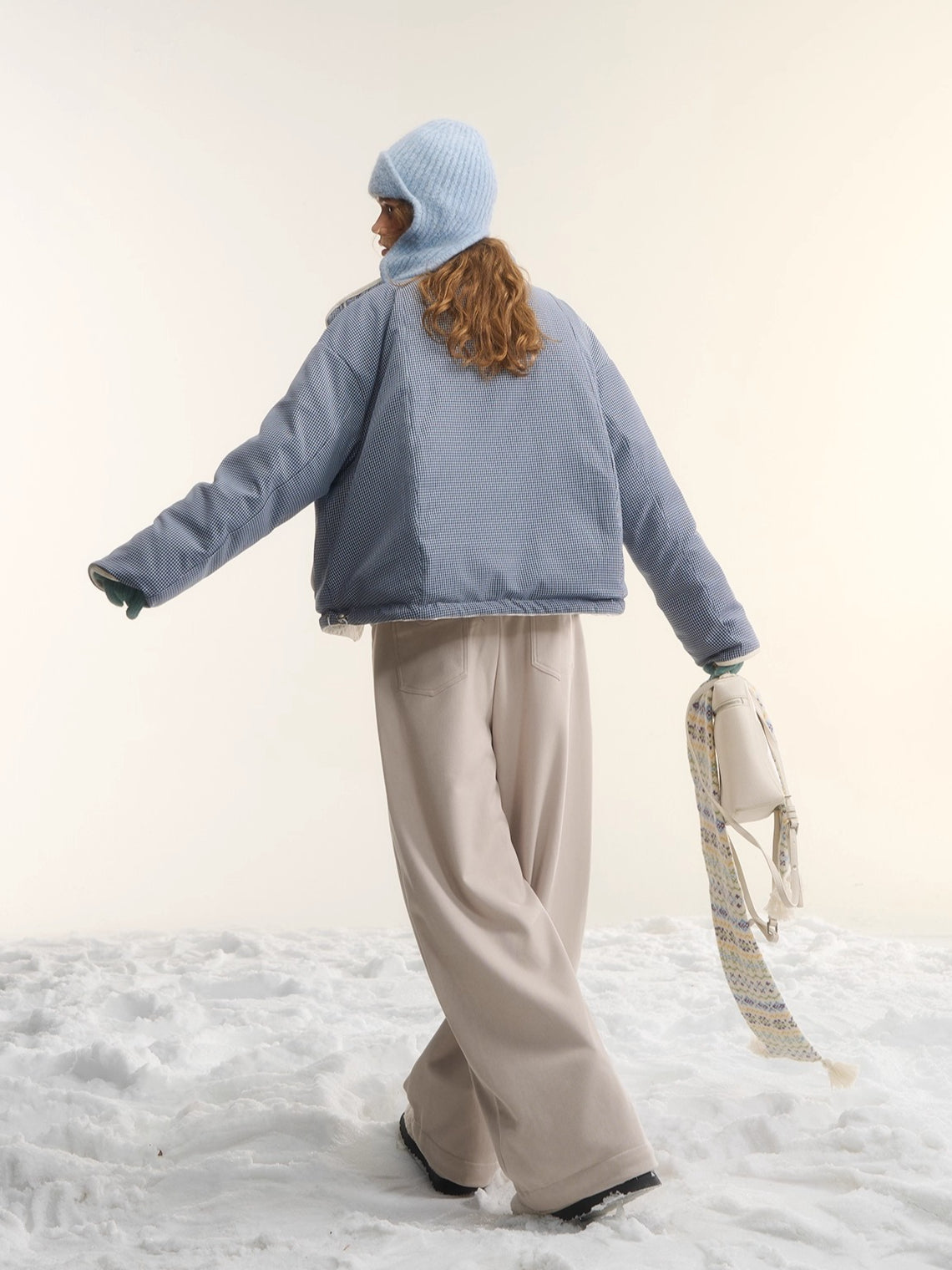 Reversible Checkered Short Down Jacket