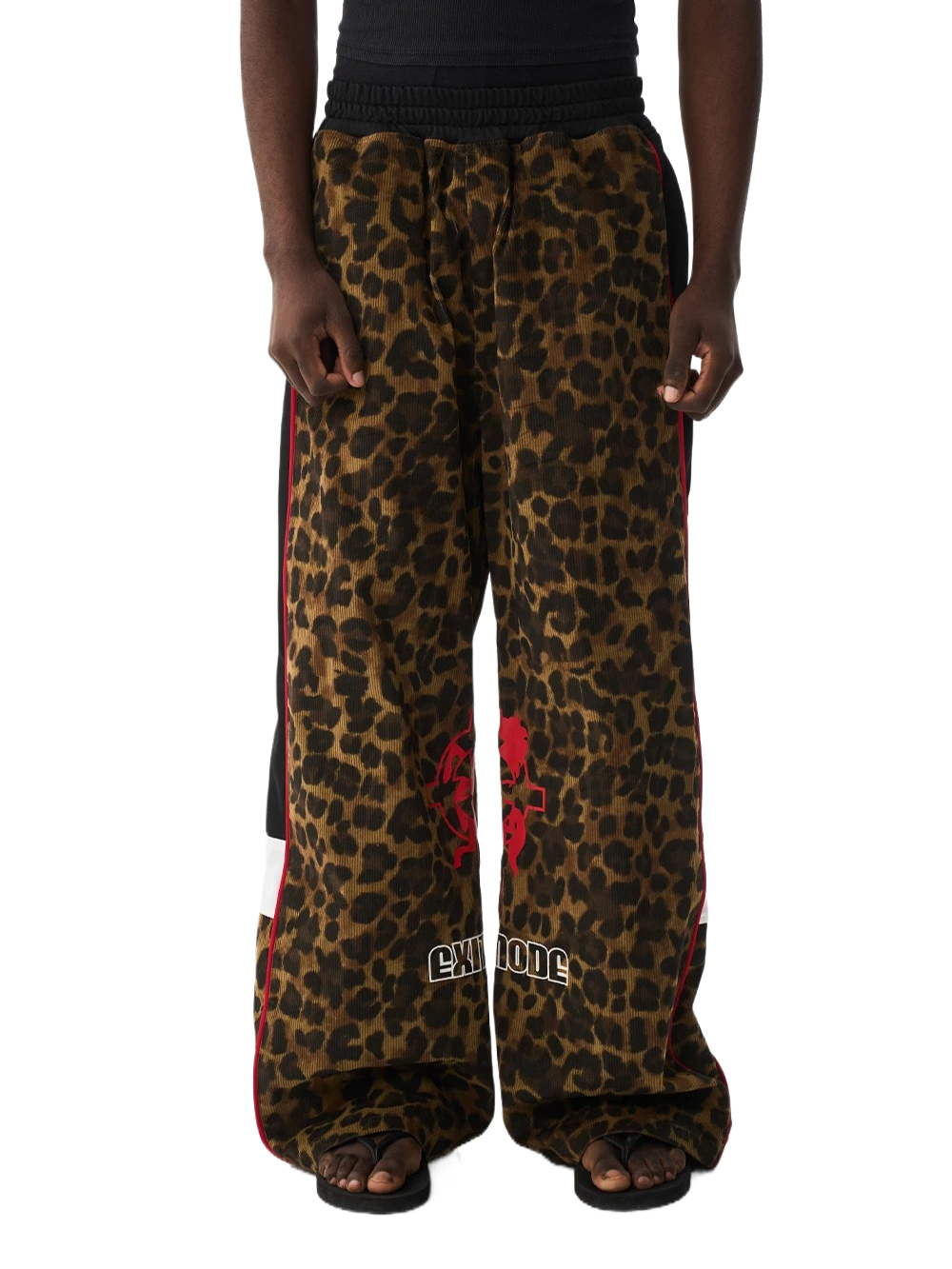 Vintage Leopard Print Relaxed Straight-Leg Track Pants