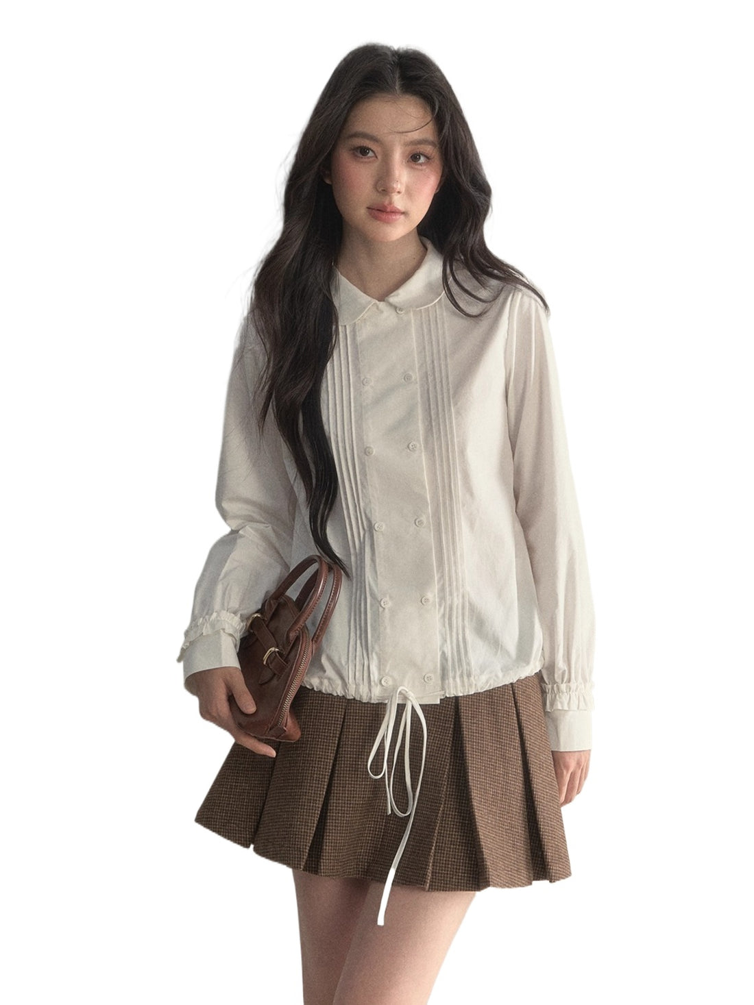 Double-Breasted Doll Collar Shirt