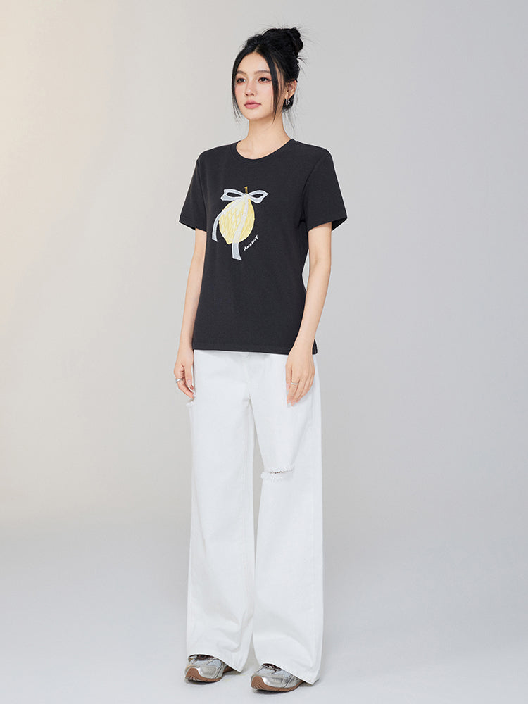 Bow-tied Fruit Regular Shoulder T-shirt