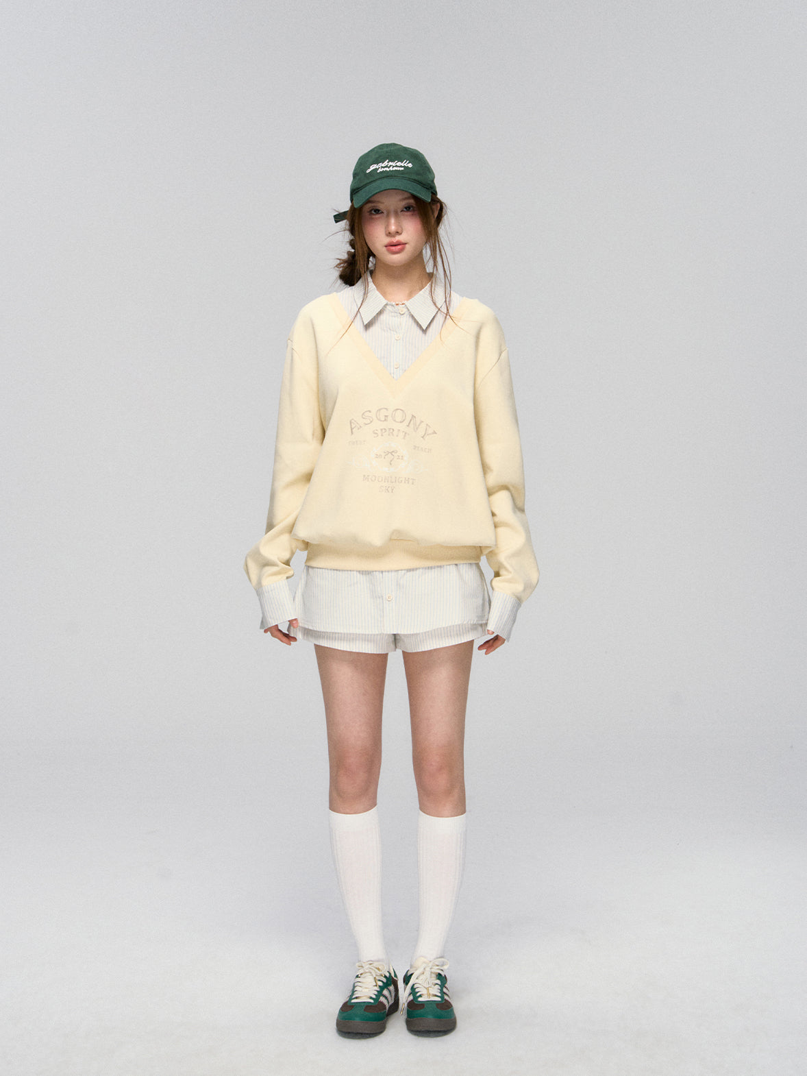 Yellow & Navy Collegiate Butterfly Sweatshirt & Skirt Set - CHINASQUAD