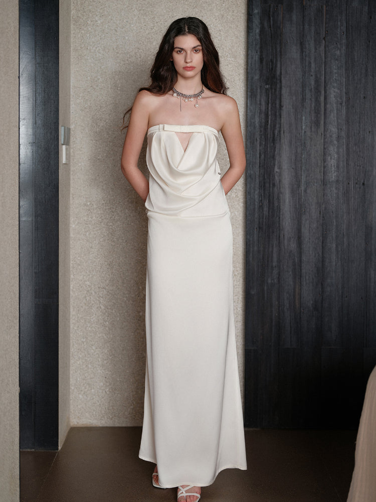 Halter Bowknot Cowl Neck Backless Dress - CHINASQUAD