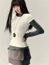 (Final Sale) Faux Two-Piece Tie Waist Denim Skirt - CHINASQUAD
