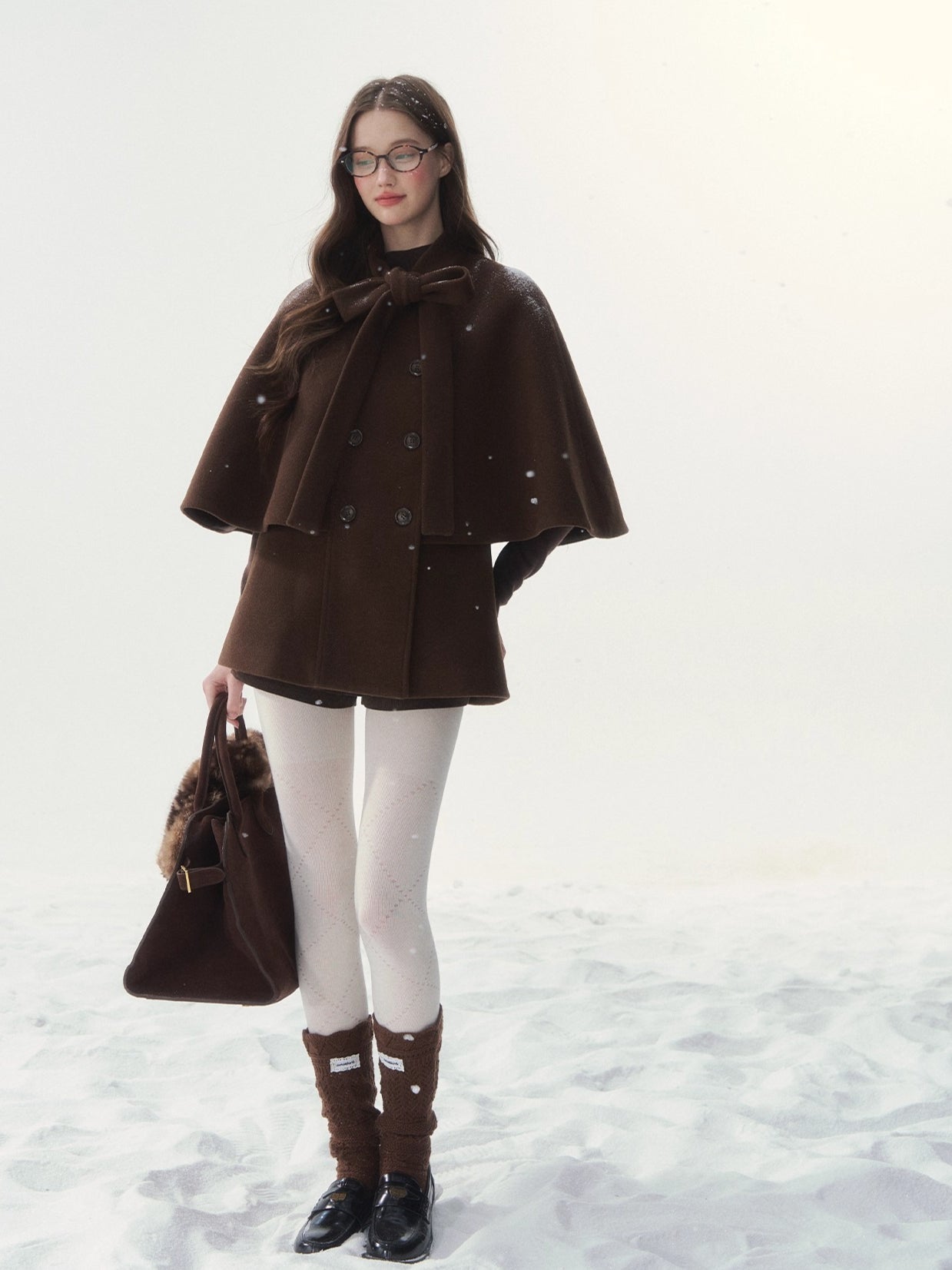 Double-Breasted Bow-Tie Cape Jacket