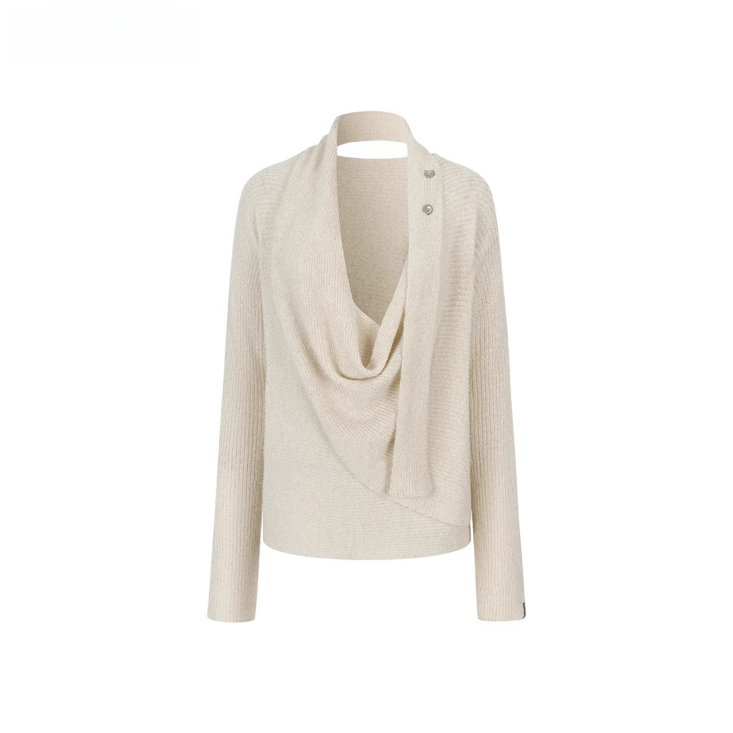 Shimmer Drape-Neck Sweater