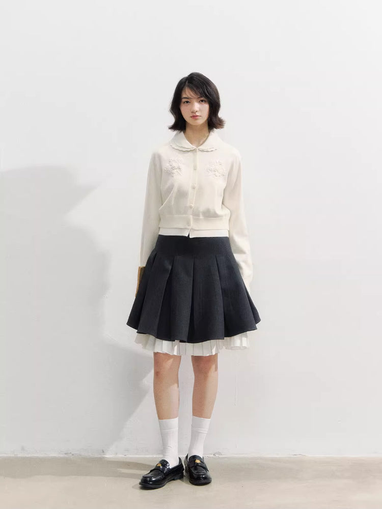 Crochet White Doll Collar Cardigan