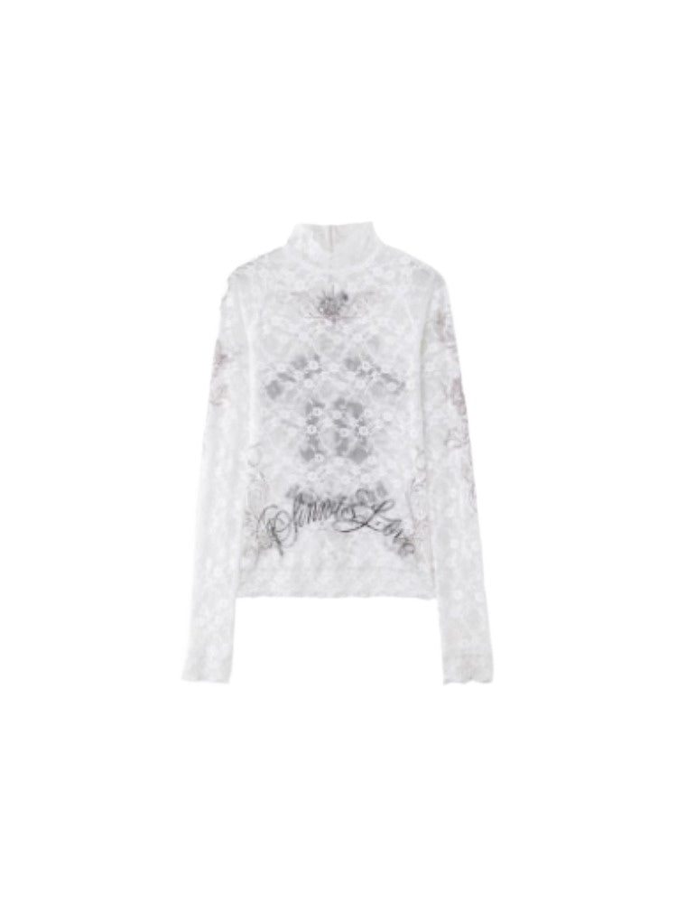 Printed Lace Base Layer Blouse - CHINASQUAD