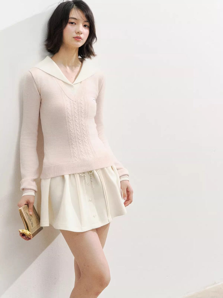 Naval Collar Preppy Girl Knit Crewneck