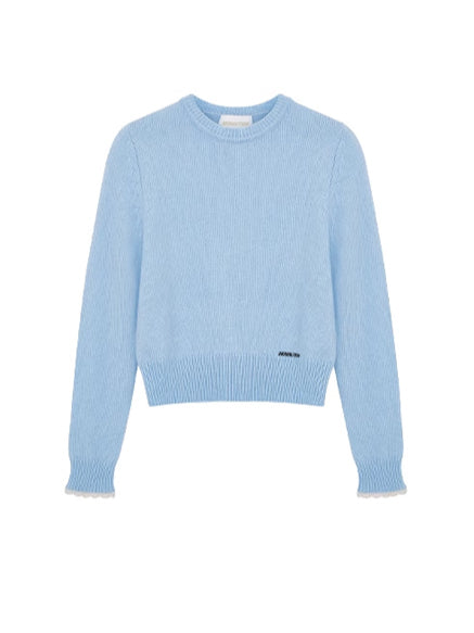 Blue & Pink Ruffled Cuff Knit Crewnecks - CHINASQUAD