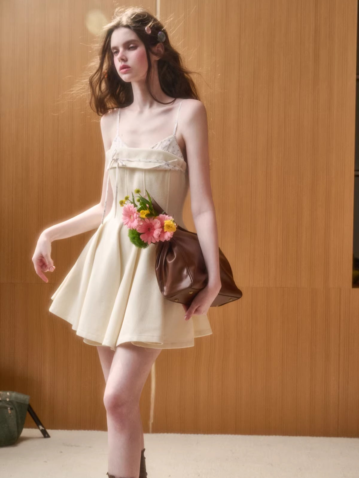 Wool-Blend Puffy Cami Dress