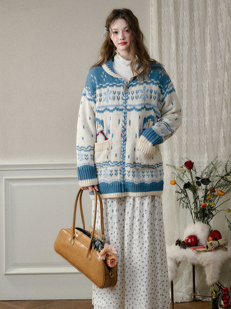 Nordic Island Wool Knitted Cardigan - CHINASQUAD